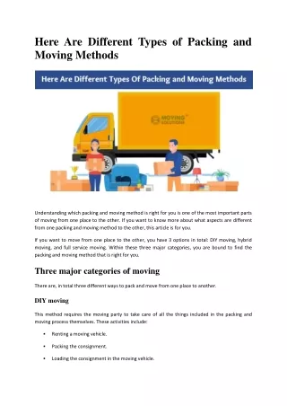 here are different types of packing and moving