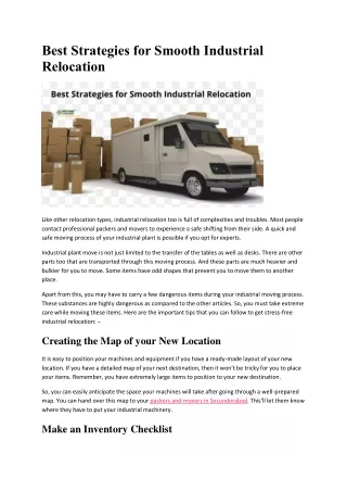 Best Strategies for Smooth Industrial Relocation