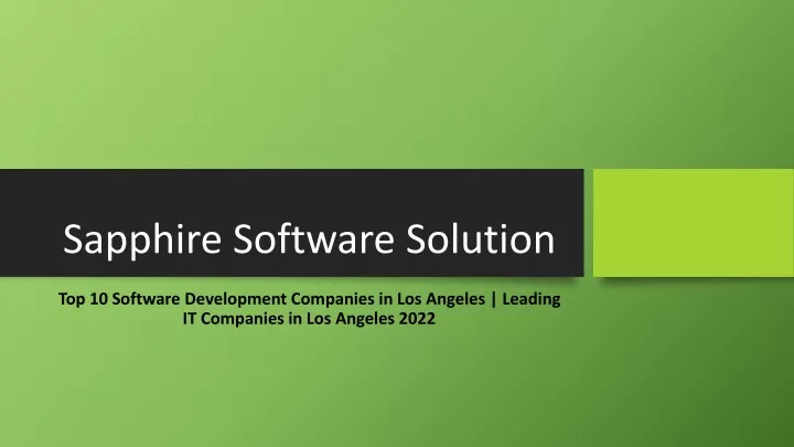 sapphire software solution