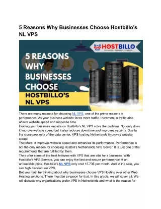 5 reasons why businesses choose hostbillo s nl vps