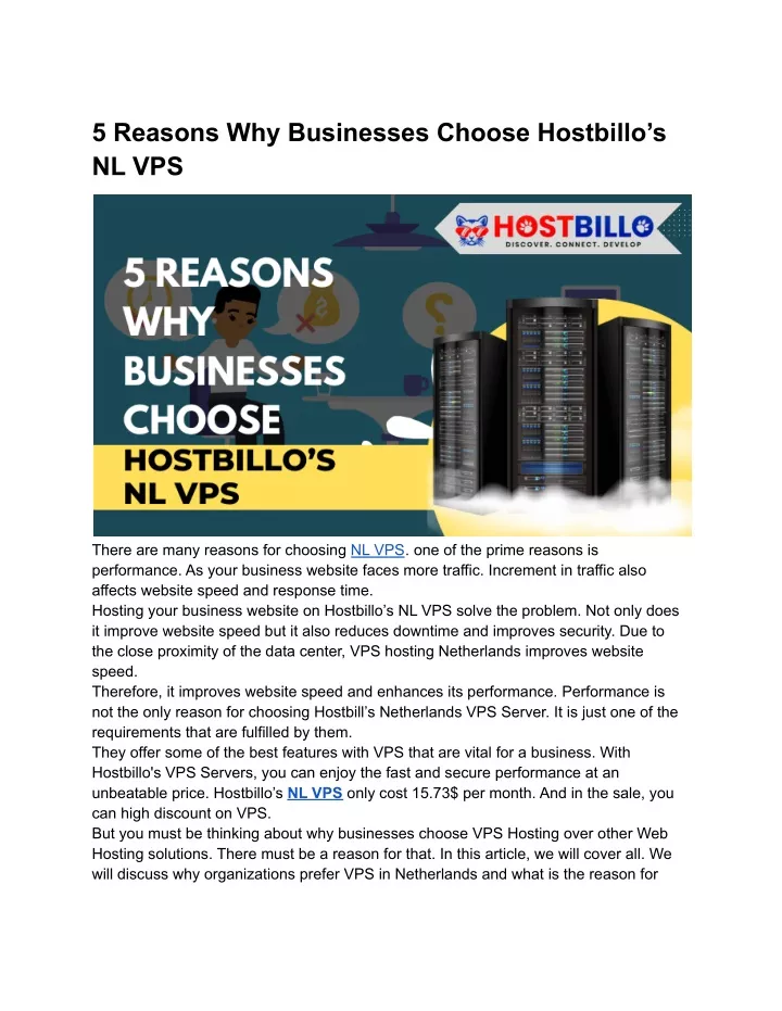 5 reasons why businesses choose hostbillo s nl vps