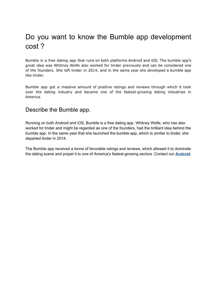 do you want to know the bumble app development