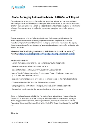2022 Packaging Automation Industry Global Analysis Report
