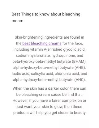 best things to know about bleaching cream