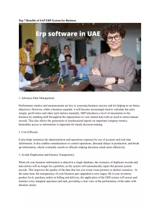 top 7 benefits of sap erp system for business