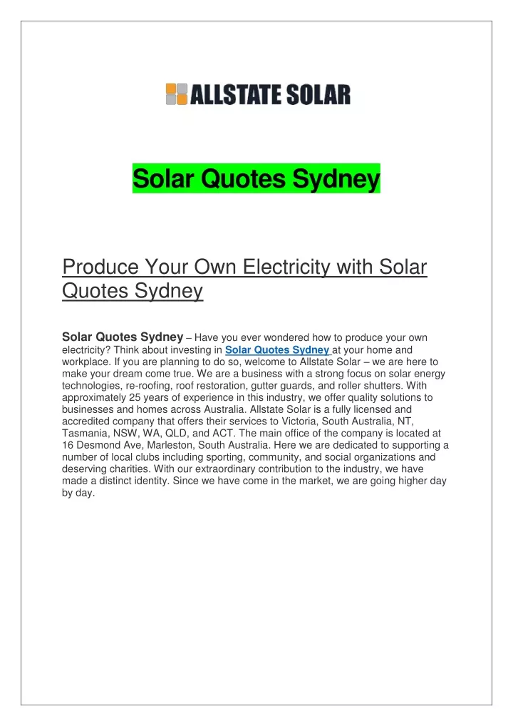 solar quotes sydney