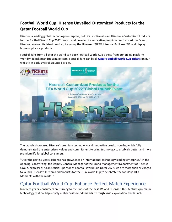 football world cup hisense unveiled customized