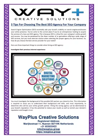 3 Tips For Choosing The Best SEO Agency For Your Company