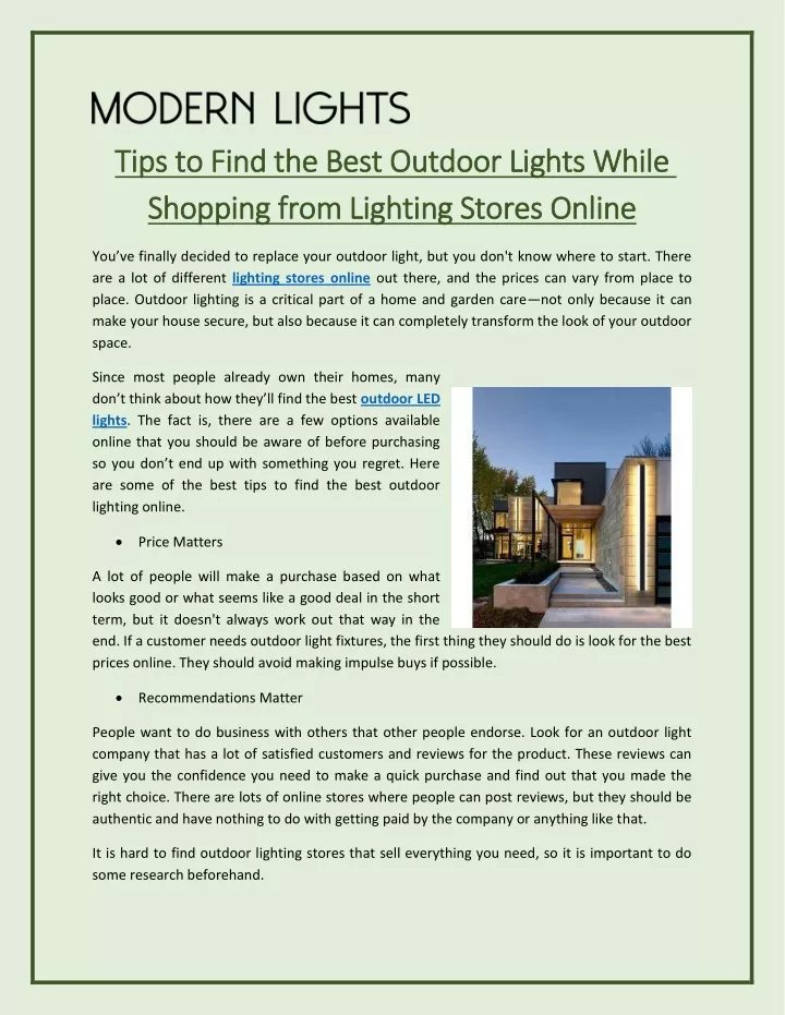 tips to find the best outdoor lights while tips
