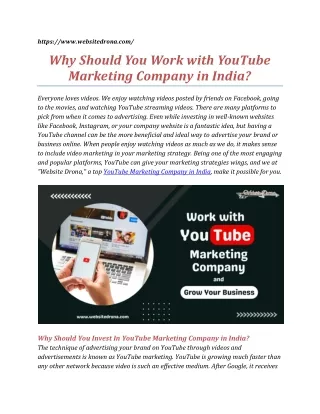 Why Should You Work with YouTube Marketing Company in India?