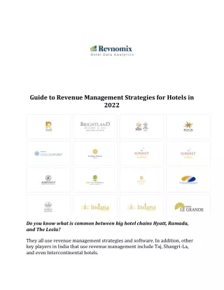 Guide to Revenue Management Strategies for Hotels in 2022