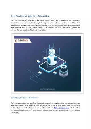 best practices of agile test automation