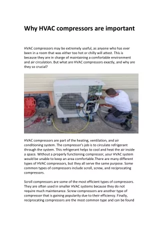 Why HVAC compressors are important