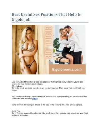 Best Useful Sex  Position That Help In Gigolo Job