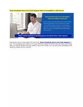 Does Facebook Have Live Chat Support that is accessible in odd hours