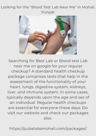 Looking for the “Blood Test Lab Near Me” in Mohali
