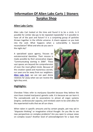 information of alien labs carts stoners surplus