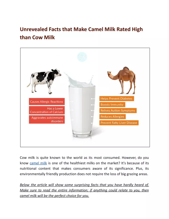 unrevealed facts that make camel milk rated high