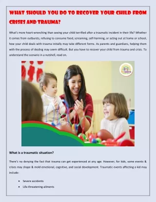 what should you do to recover your child from