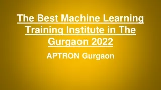 The Best Machine Learning Training Institute in The Gurgaon 2022