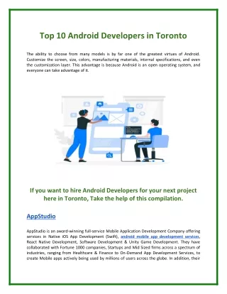 Top 10 Android Developers in Toronto