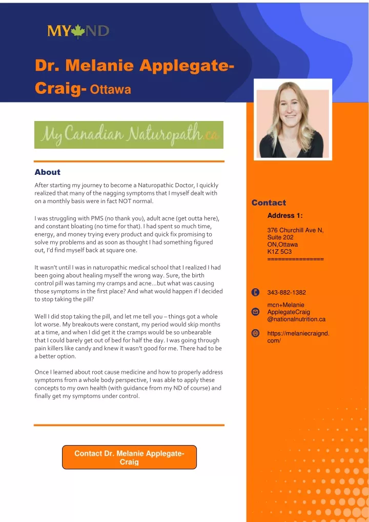 dr melanie applegate craig ottawa