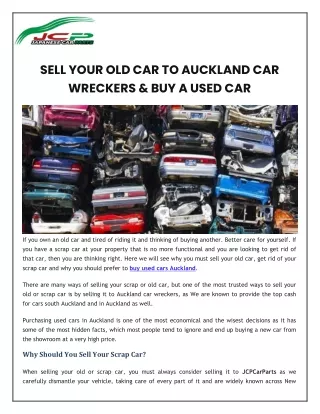 Sell Your Old Car To Auckland Car Wreckers & Buy A Used Car
