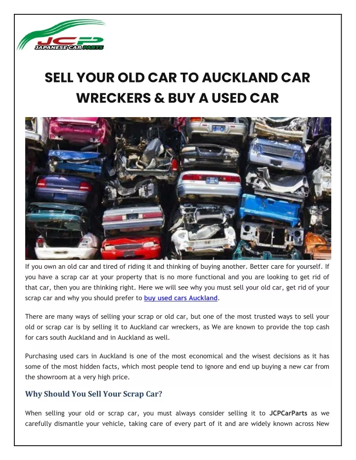 sell your old car to auckland car wreckers