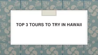 top 3 tours to try in hawaii