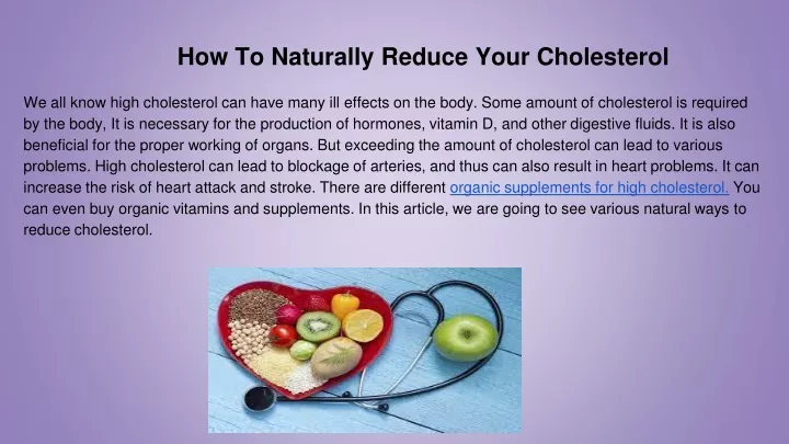 how to naturally reduce your cholesterol