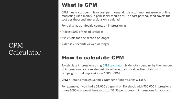 what is cpm