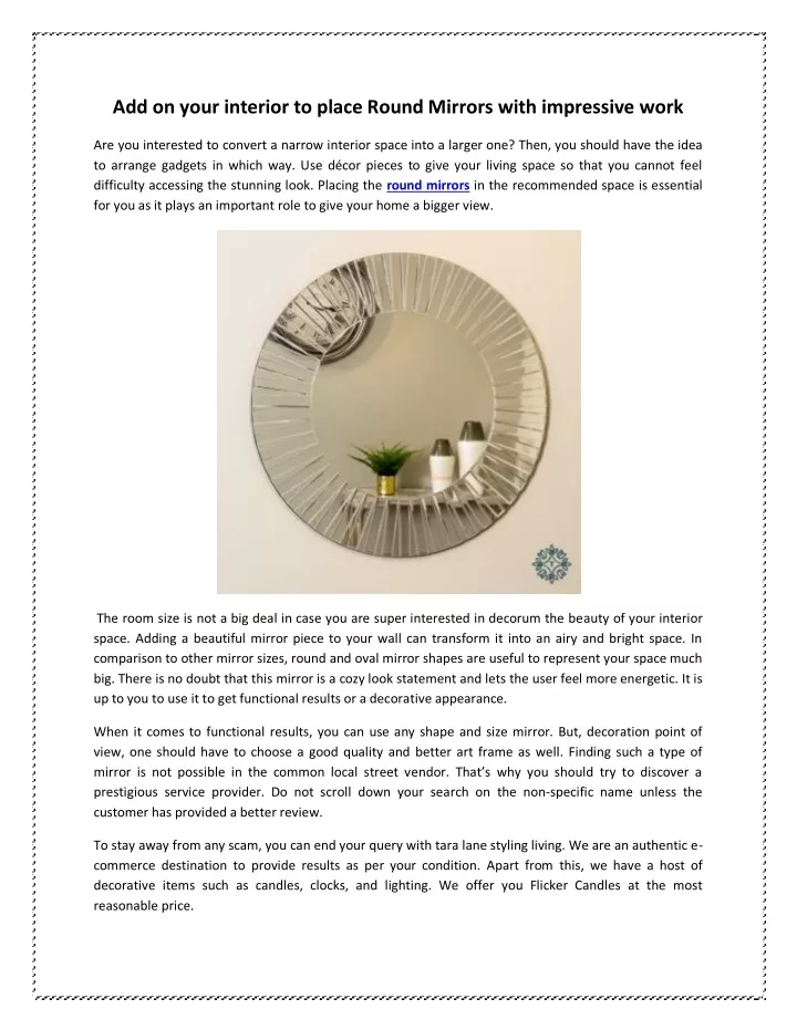 add on your interior to place round mirrors with