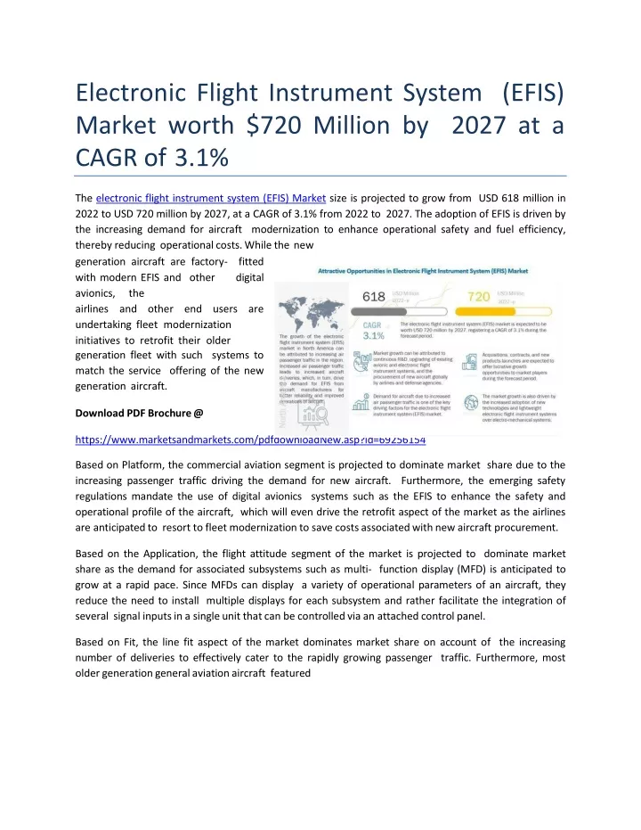 electronic flight instrument system efis market worth 720 million by 2027 at a cagr of 3 1