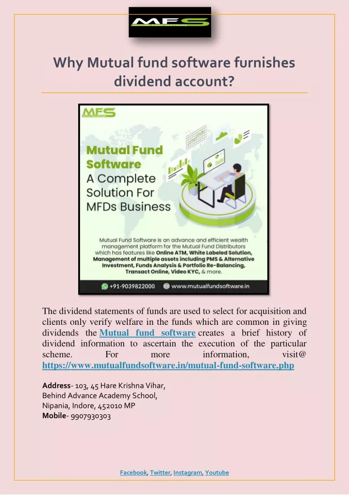 why mutual fund software furnishes dividend