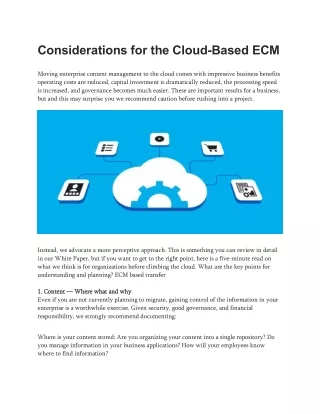considerations for the cloud based ecm