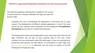 NickelFox is supporting iOS application development for faster business growth