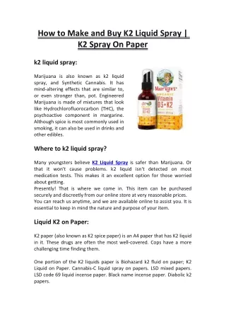 How to Make and Buy K2 Liquid Spray | K2 Spray On Paper