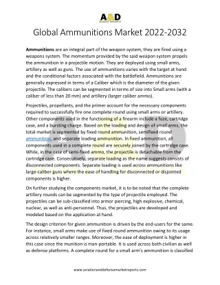 global ammunitions market 2022 2032