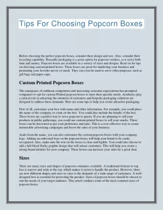 Tips For Choosing Popcorn Boxes