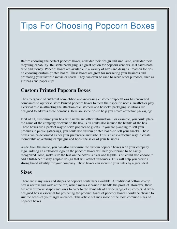 tips for choosing popcorn boxes