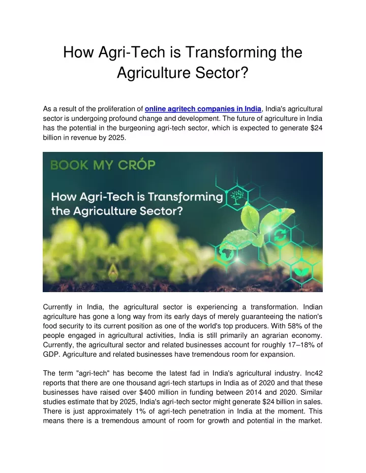 how agri tech is transforming the agriculture