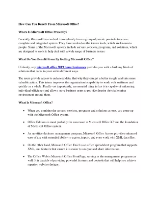 how can you benefit from microsoft office