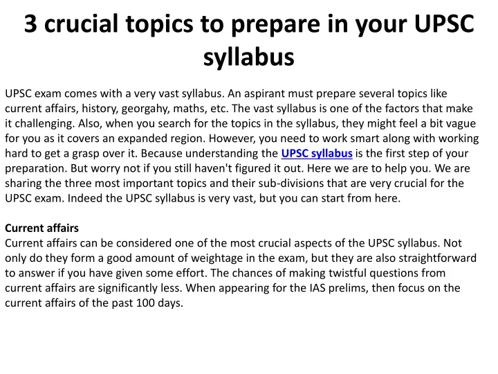 3 crucial topics to prepare in your upsc syllabus