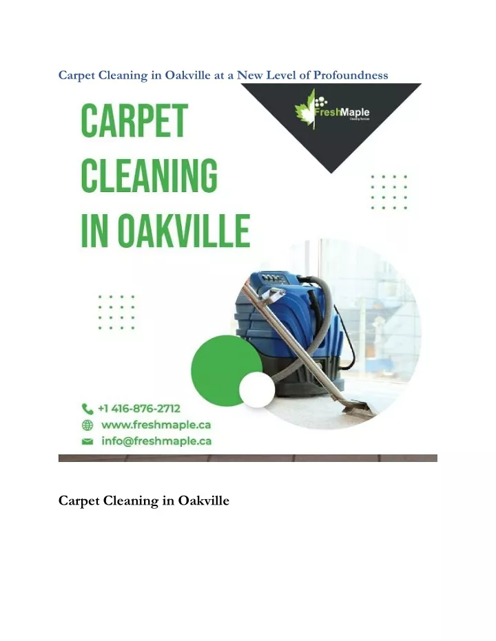 carpet cleaning in oakville at a new level