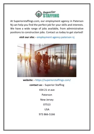 Employment Agency Paterson Nj  Superiorstaffings.com