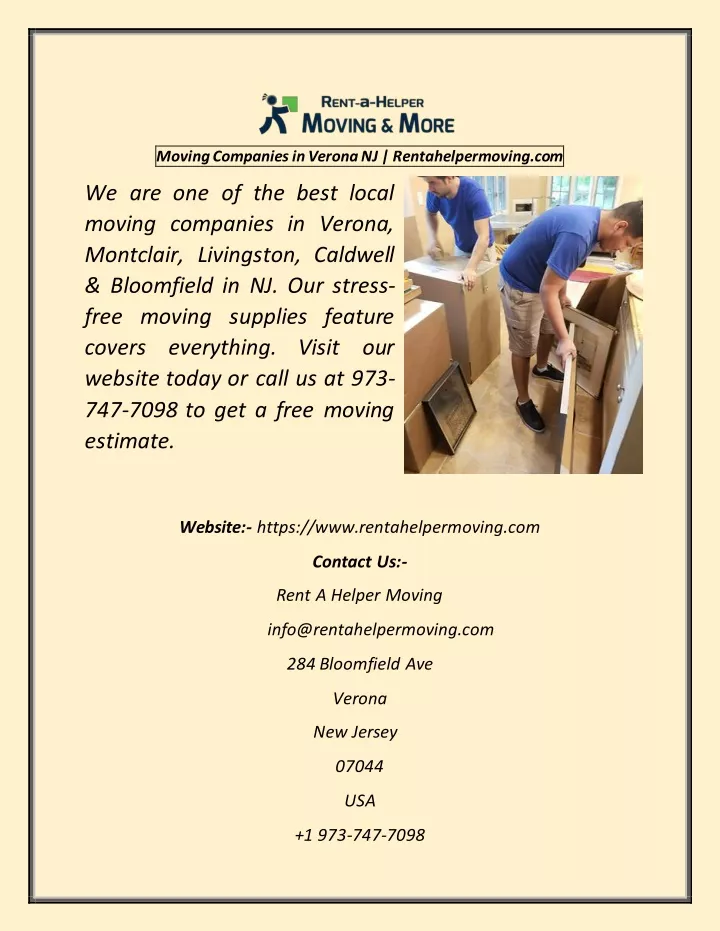 moving companies in verona nj rentahelpermoving