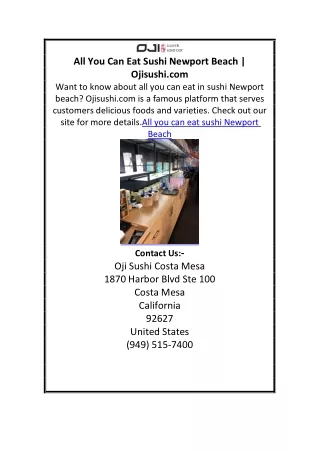 All You Can Eat Sushi Newport Beach Ojisushi.com