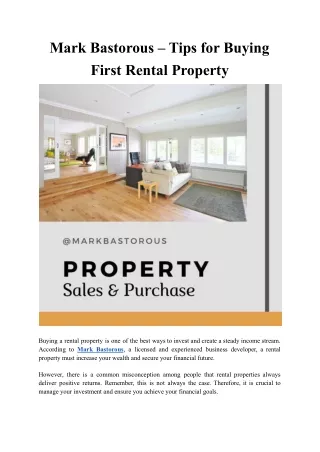 mark bastorous tips for buying first rental