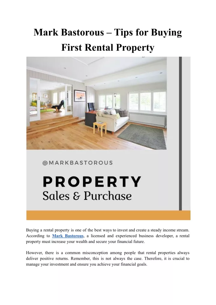 mark bastorous tips for buying first rental