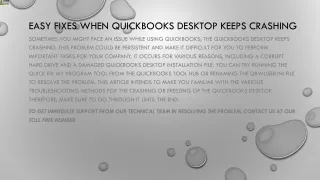 easy fixes when quickbooks desktop keeps crashing